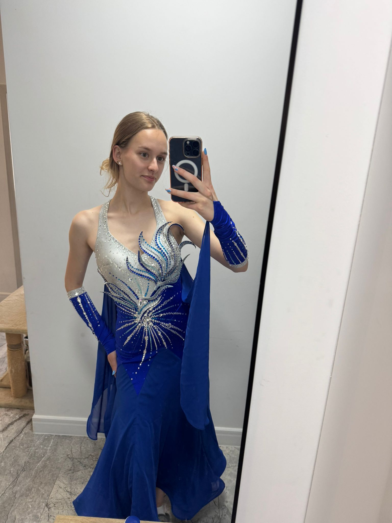 Emily Carter in her custom Star Dance dress