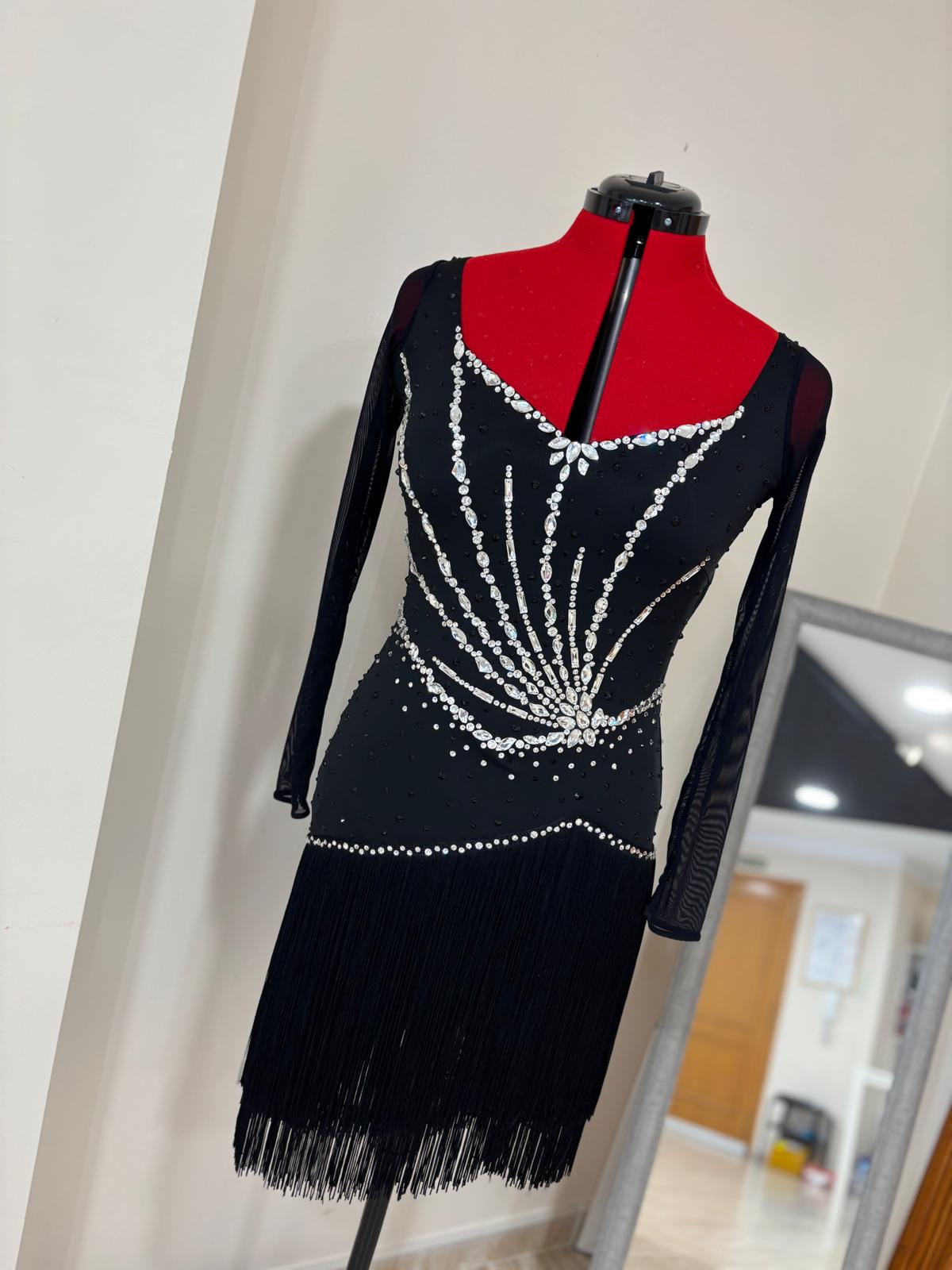 Black fringe Latin dress — custom made by Star Dance