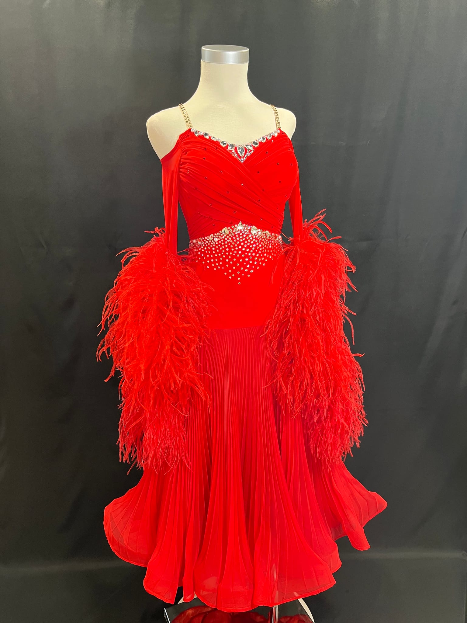 Red feather International Standard dress — custom made by Star Dance